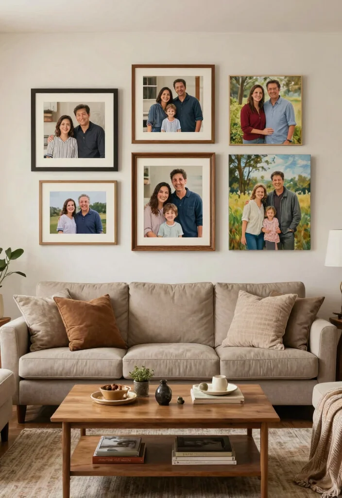 18 Artwork for Living Room Wall Art Ideas That Impress Guests - 14. Personal Artwork 1