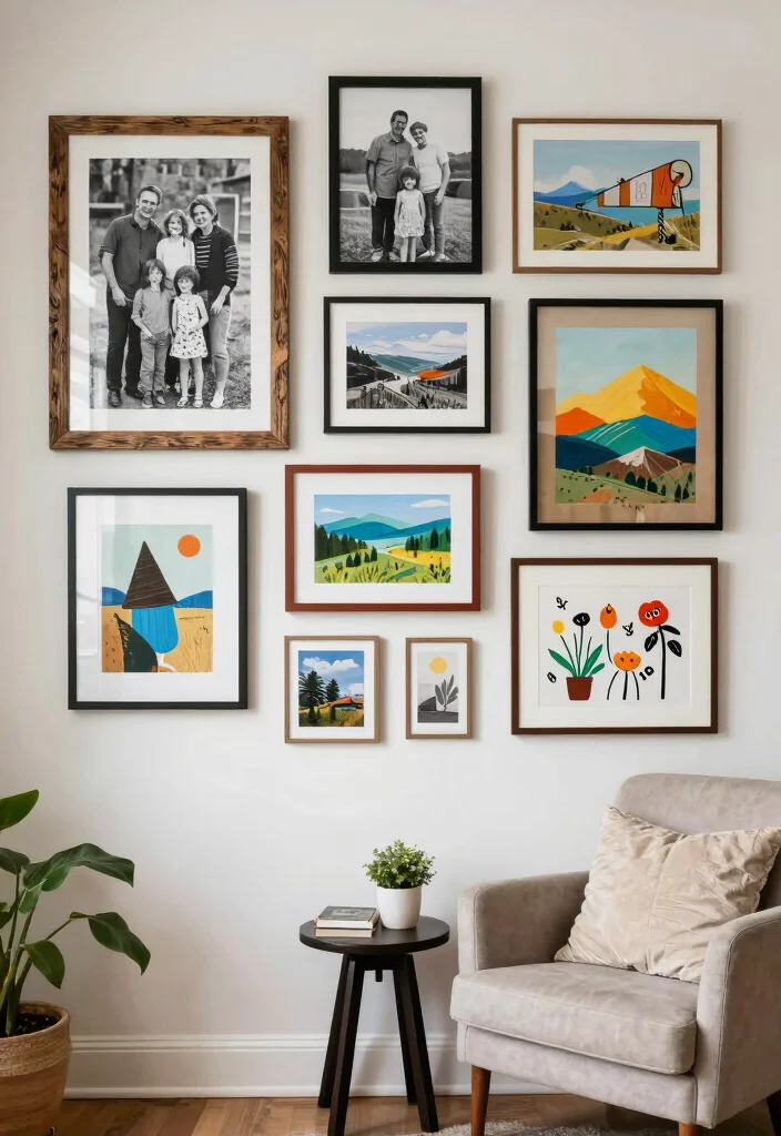18 Artwork for Living Room Wall Art Ideas That Impress Guests - 2. Gallery Wall Greatness 1