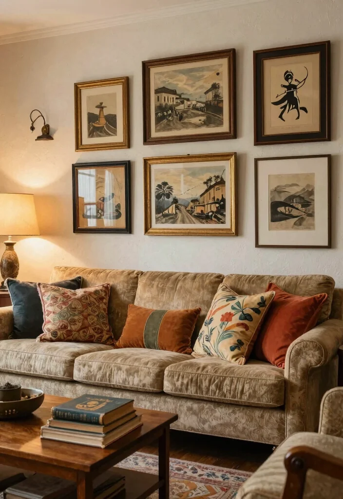 18 Artwork for Living Room Wall Art Ideas That Impress Guests - 6. Vintage Charm 1