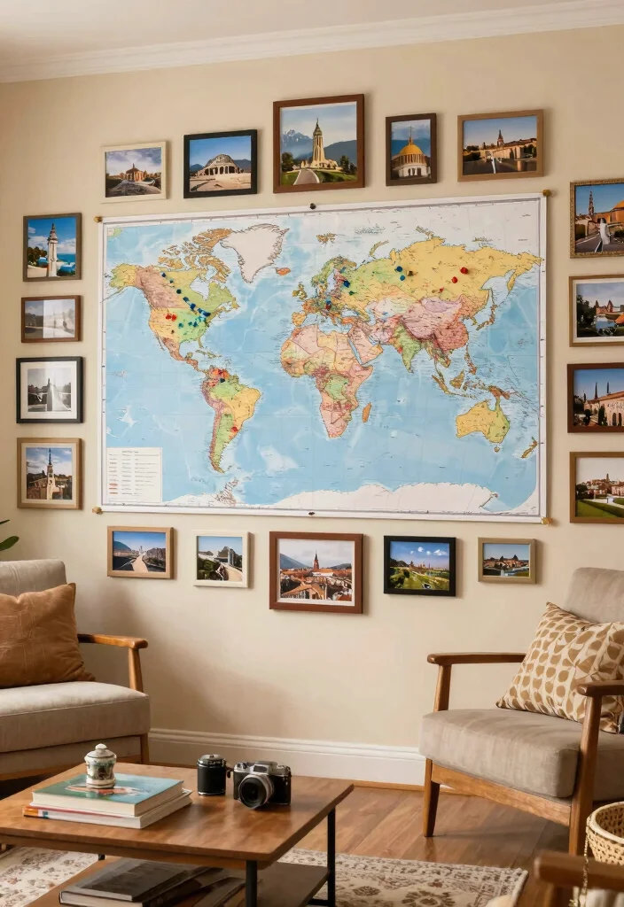 18 Artwork for Living Room Wall Art Ideas That Impress Guests - 7. Travel Memories 1