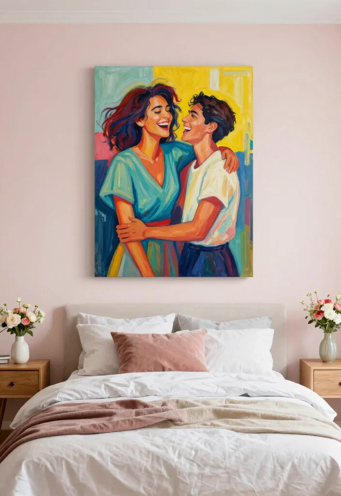18 Bedroom Wall Art Painting Ideas That Feel Personal - 2. Couple’s Portrait 1