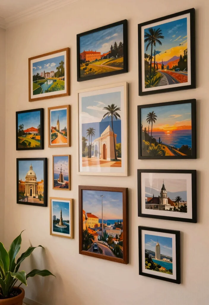 18 Bedroom Wall Art Painting Ideas That Feel Personal - 4. Travel Memories Wall 1