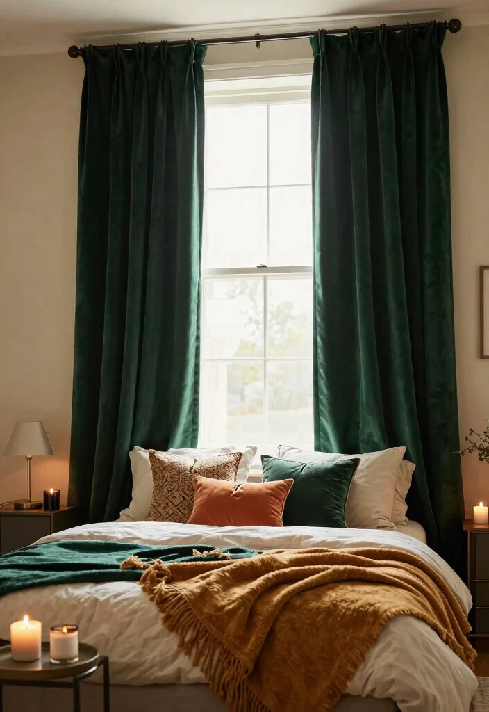 18 Boho Bedroom Curtains Ideas With Free Spirited Style - 11. Soft Velvet Drapes 1