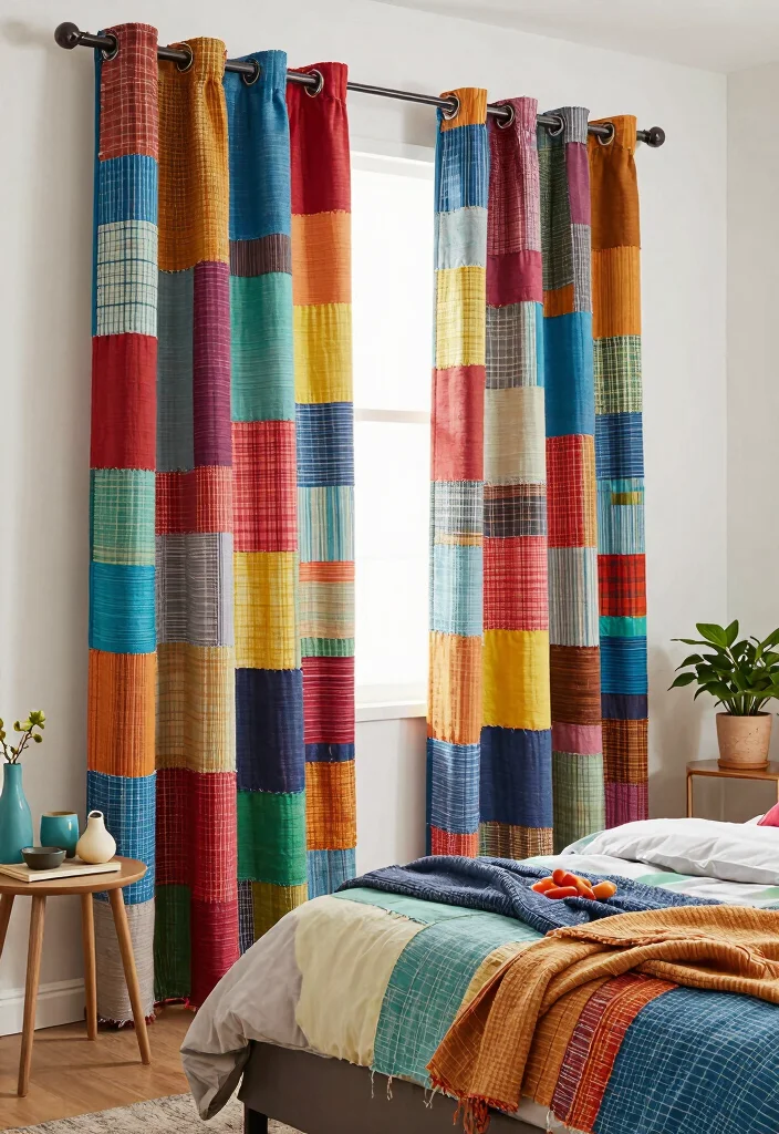 18 Boho Bedroom Curtains Ideas With Free Spirited Style - 14. Recycled Fabric Curtains 1