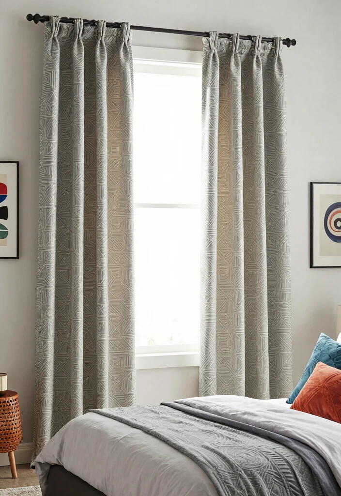 18 Boho Bedroom Curtains Ideas With Free Spirited Style - 15. Geometric Pattern Curtains 1