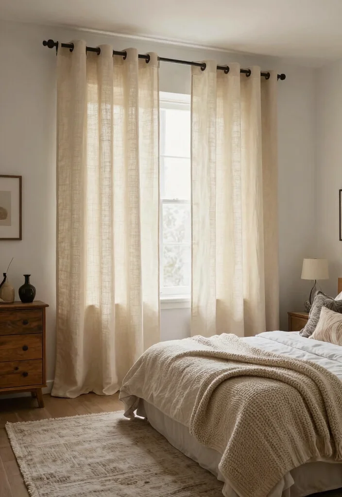 18 Boho Bedroom Curtains Ideas With Free Spirited Style - 4. Natural Cotton Canvas Panels 1