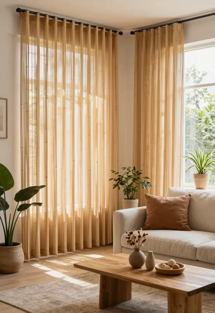 18 Curtains Living Room 2026 Trending Ideas That Transform Your Space - 4. Bamboo Beauty 1