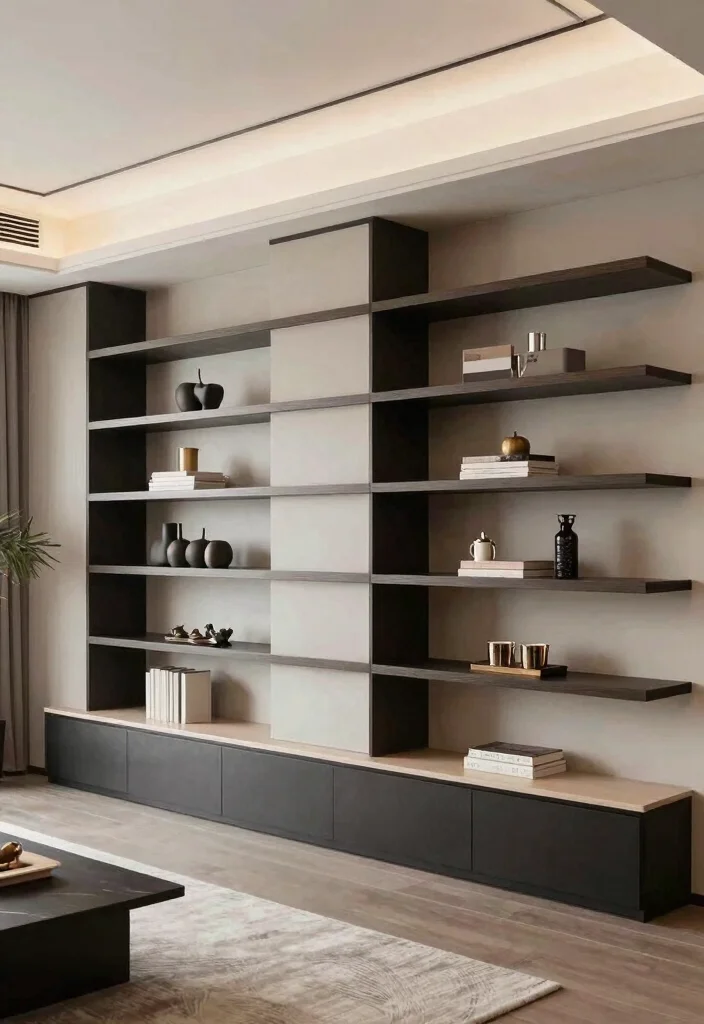18 Floating Shelf TV Wall Ideas That Look Sleek & Modern - 11. Floating Shelves with Hidden Storage 1