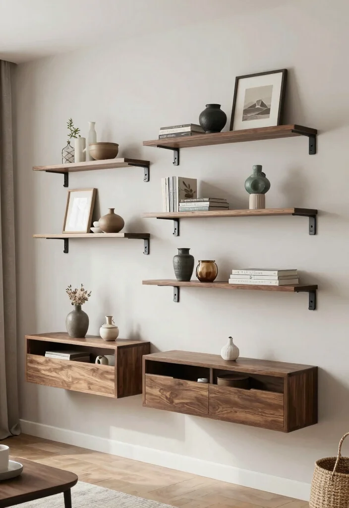 18 Floating Shelf TV Wall Ideas That Look Sleek & Modern - 12. Multi-Functional Floating Shelf 1