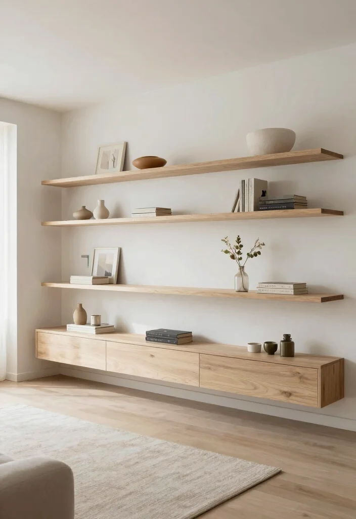 18 Floating Shelf TV Wall Ideas That Look Sleek & Modern - 13. Open-Concept Floating Shelves 1