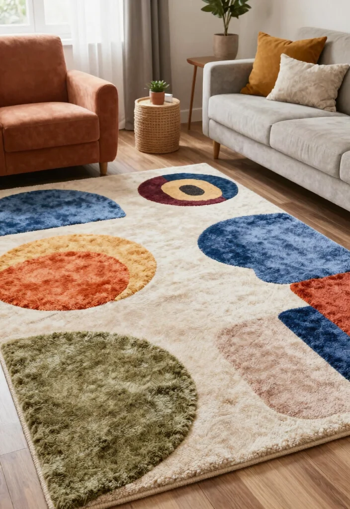 18 Rug on Top of Carpet Living Room Ideas That Actually Work 44 18 Rug on Top of Carpet Living Room Ideas That Actually Work - 14. Play with Layering Shapes 1