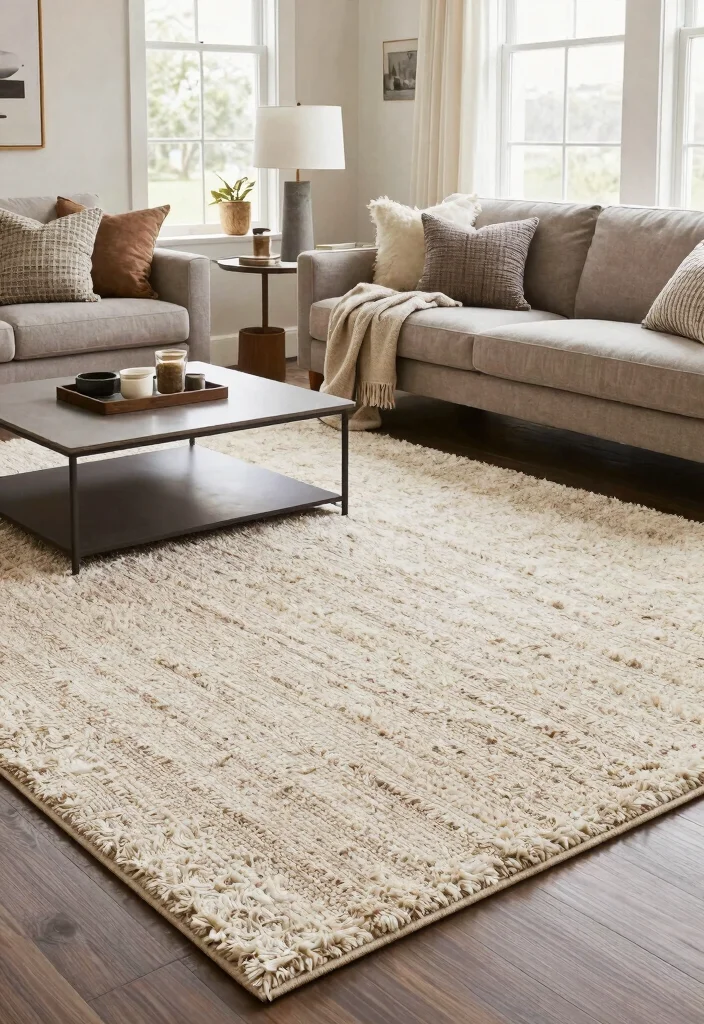 18 Rug on Top of Carpet Living Room Ideas That Actually Work 15 18 Rug on Top of Carpet Living Room Ideas That Actually Work - 5. Textured Layering 1