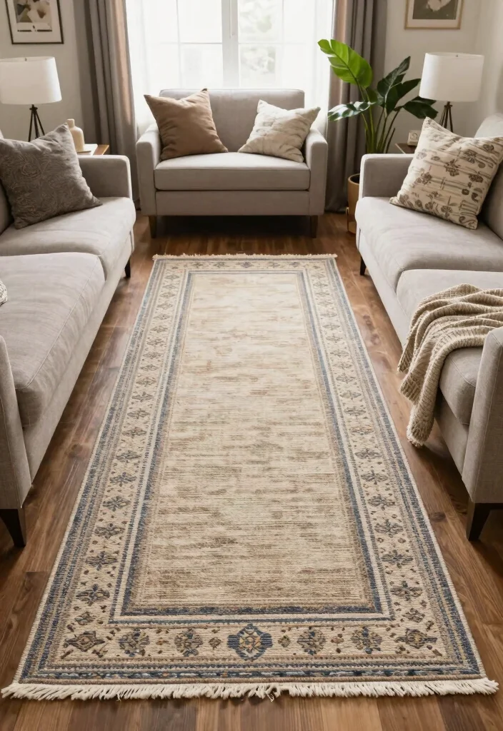 18 Rug on Top of Carpet Living Room Ideas That Actually Work 16 18 Rug on Top of Carpet Living Room Ideas That Actually Work - 6. Use a Runner for Define Spaces 1