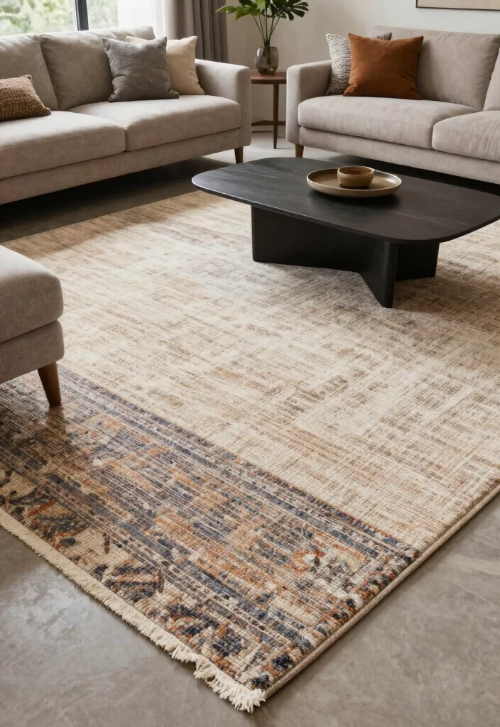 18 Rug on Top of Carpet Living Room Ideas That Actually Work 29 18 Rug on Top of Carpet Living Room Ideas That Actually Work - 9. Layering Height Variation 1