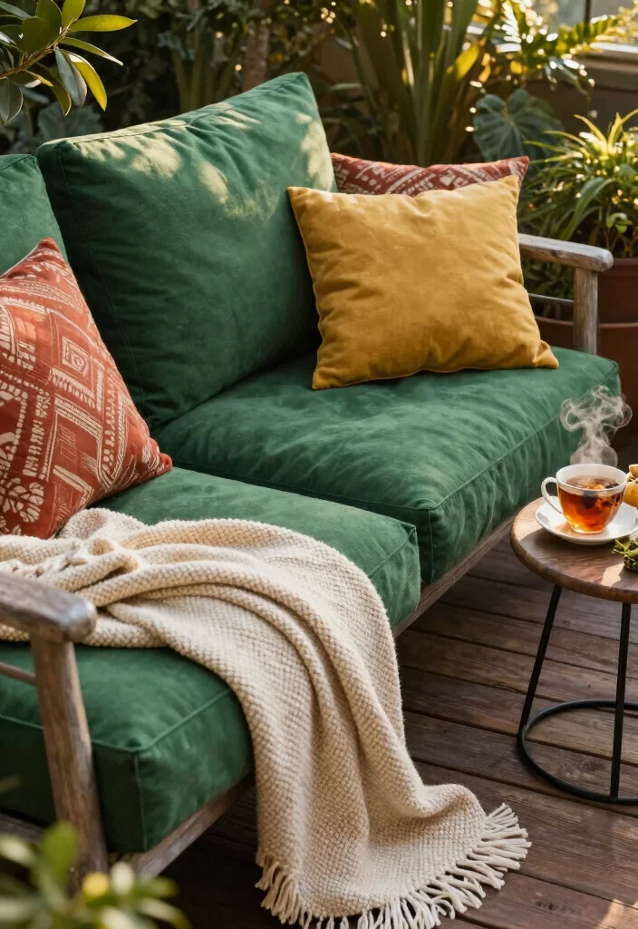 14 Back Deck Decorating Ideas That Feel Cozy & Inviting 2 14 Back Deck Decorating Ideas That Feel Cozy & Inviting - 2. Cozy Textiles 1
