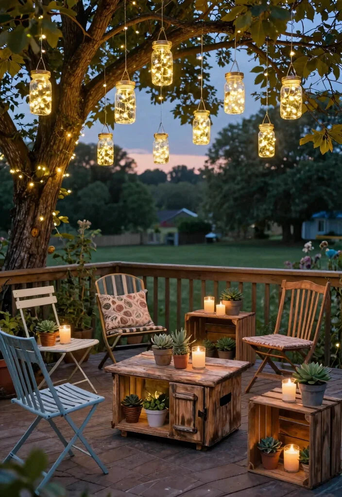 14 Back Deck Decorating Ideas That Feel Cozy & Inviting 4 14 Back Deck Decorating Ideas That Feel Cozy & Inviting - 4. Upcycled Decor 1