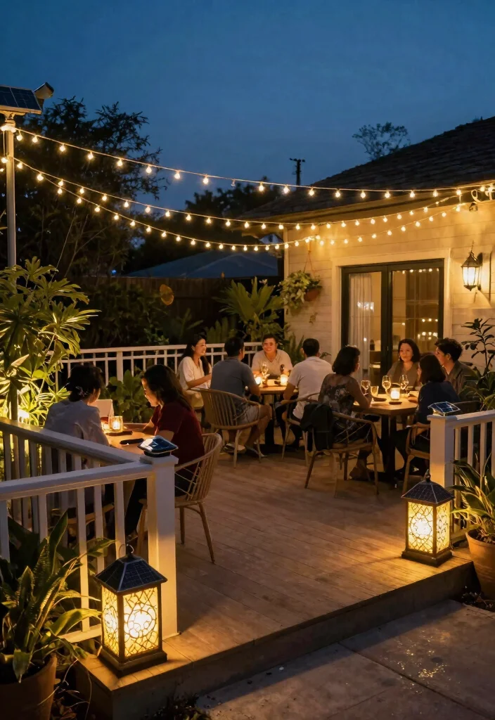 14 Back Deck Decorating Ideas That Feel Cozy & Inviting 15 14 Back Deck Decorating Ideas That Feel Cozy & Inviting - 5. Sustainable Lighting 1
