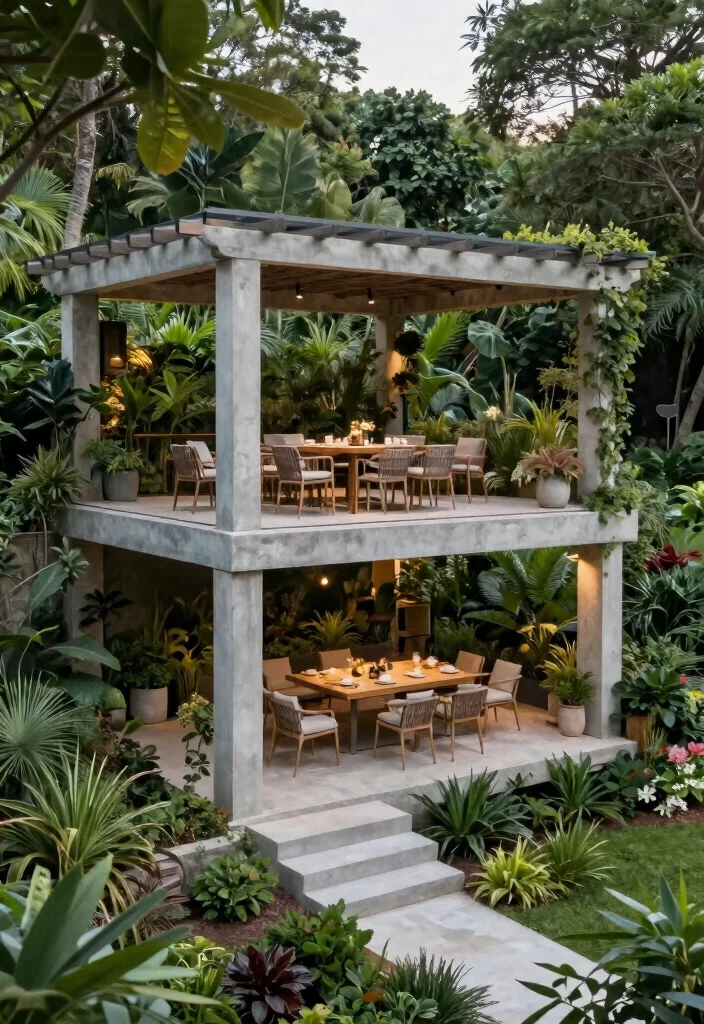 14 Concrete Pergola Ideas With Modern Edge 61 14 Concrete Pergola Ideas With Modern Edge - 11. Multi-Level Pergola Design 1