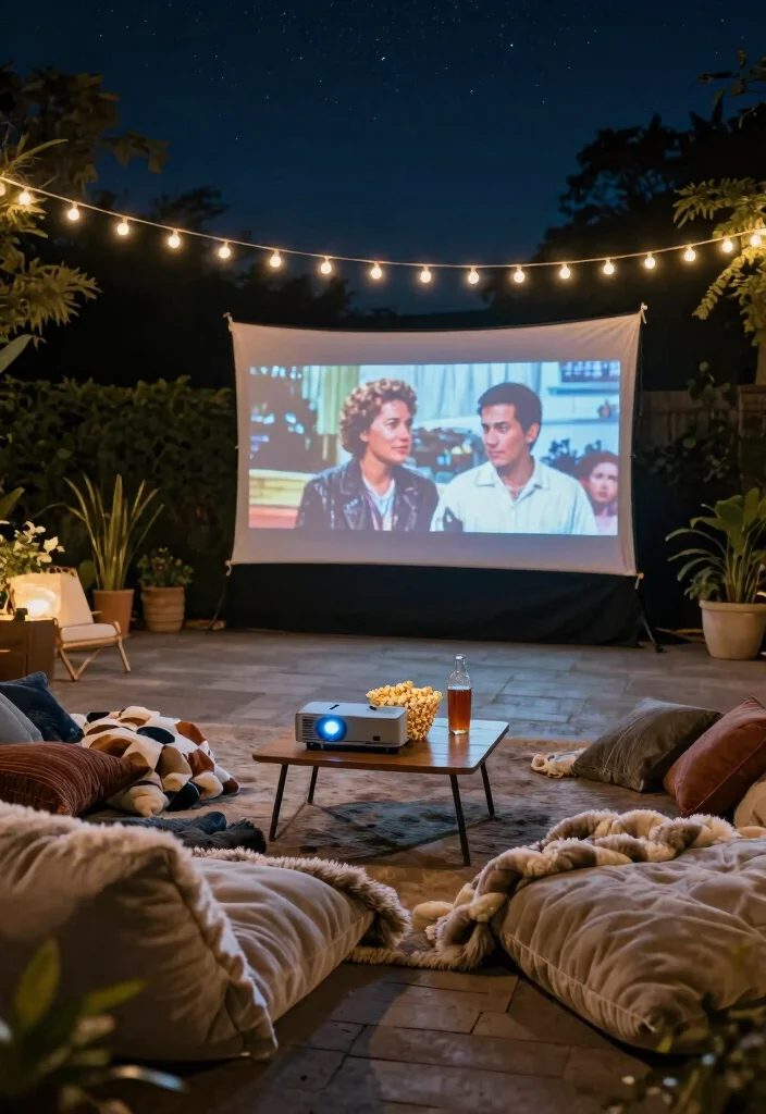 14 Cozy Patio Ideas That Feel Like a Retreat - 10. Outdoor Movie Night Setup 1