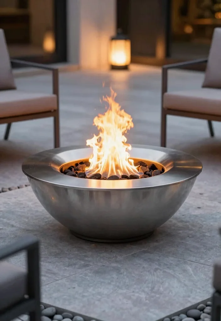14 Fire Pit Garden Ideas That Feel Warm & Welcoming 2 14 Fire Pit Garden Ideas That Feel Warm & Welcoming - 2. Modern Minimalist Fire Bowl 1