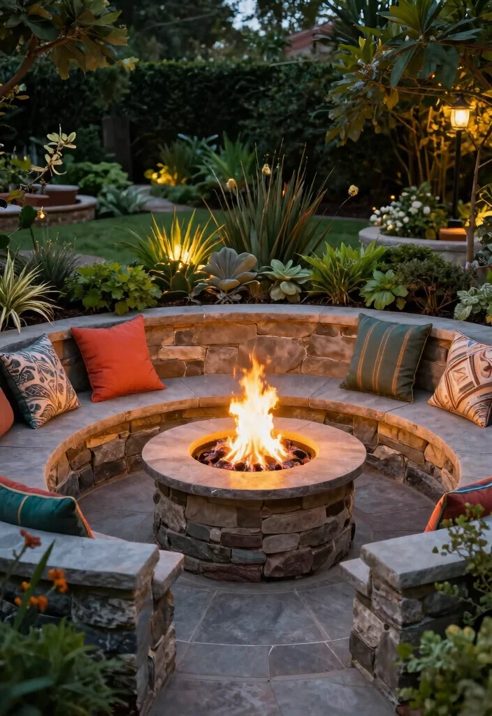 14 Fire Pit Garden Ideas That Feel Warm & Welcoming 25 14 Fire Pit Garden Ideas That Feel Warm & Welcoming - 5. Fire Pit with Built-in Seating 1