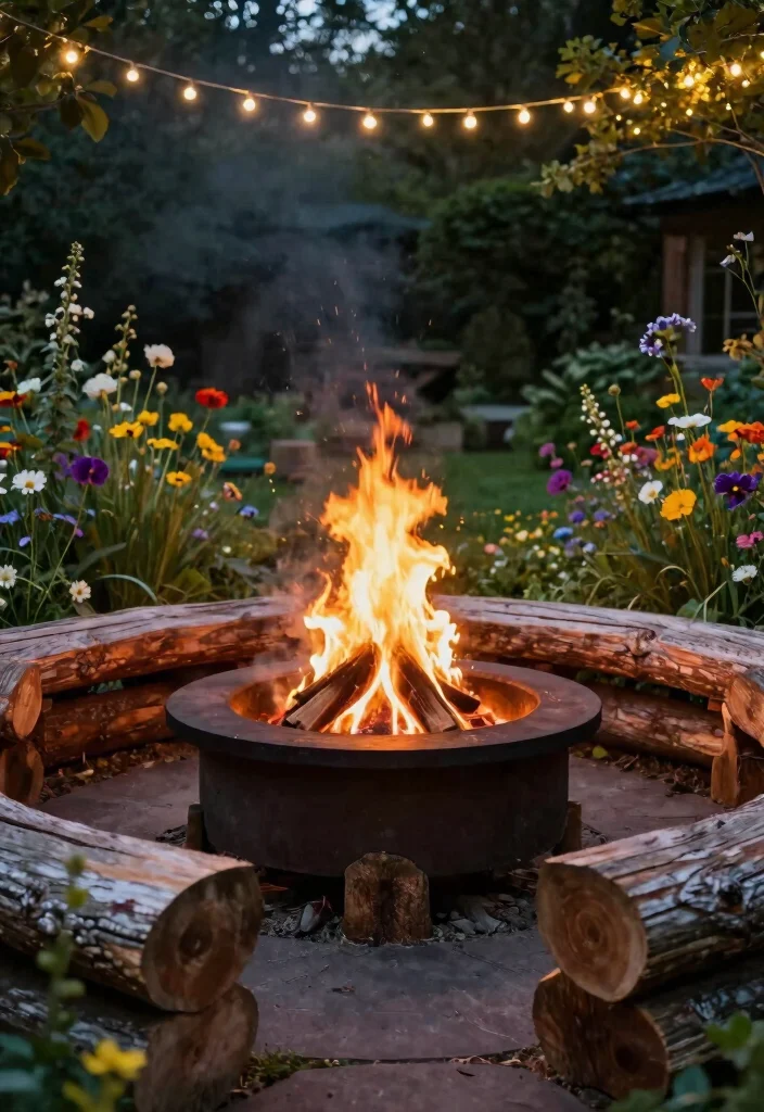 14 Fire Pit Garden Ideas That Feel Warm & Welcoming 26 14 Fire Pit Garden Ideas That Feel Warm & Welcoming - 6. Rustic Log Fire Pit 1