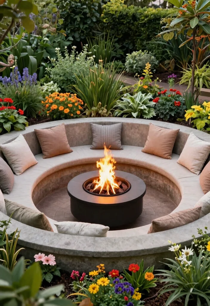 14 Fire Pit Garden Ideas That Feel Warm & Welcoming 27 14 Fire Pit Garden Ideas That Feel Warm & Welcoming - 7. Circular Fire Pit Garden 1
