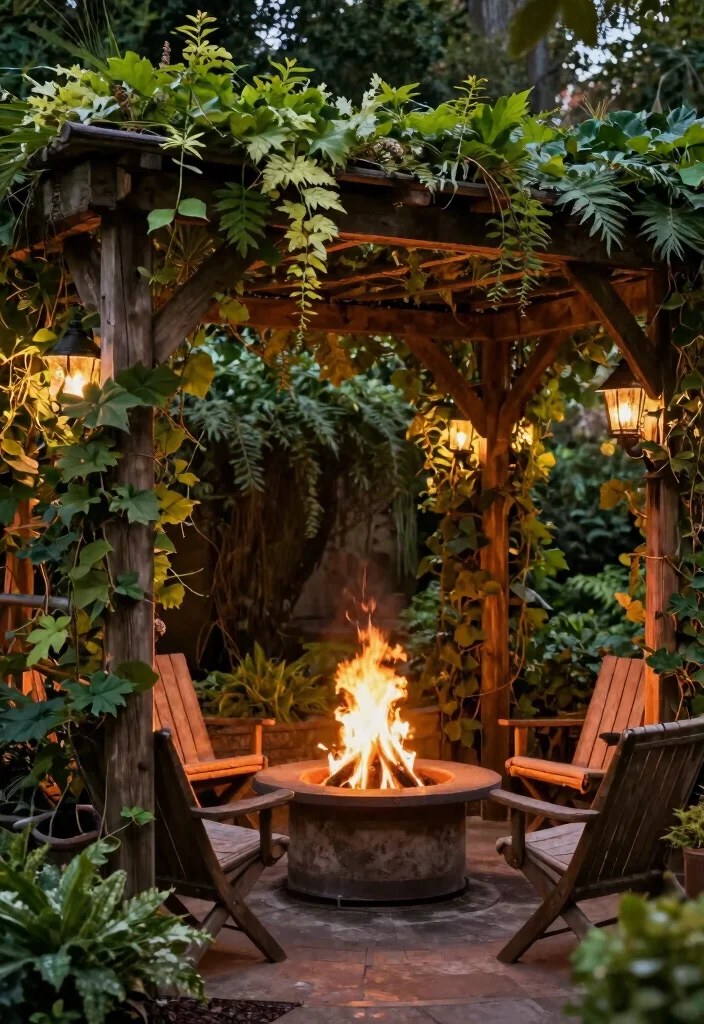 14 Fire Pit Garden Ideas That Feel Warm & Welcoming 39 14 Fire Pit Garden Ideas That Feel Warm & Welcoming - 9. Fire Pit with Trellis and Climbing Plants 1