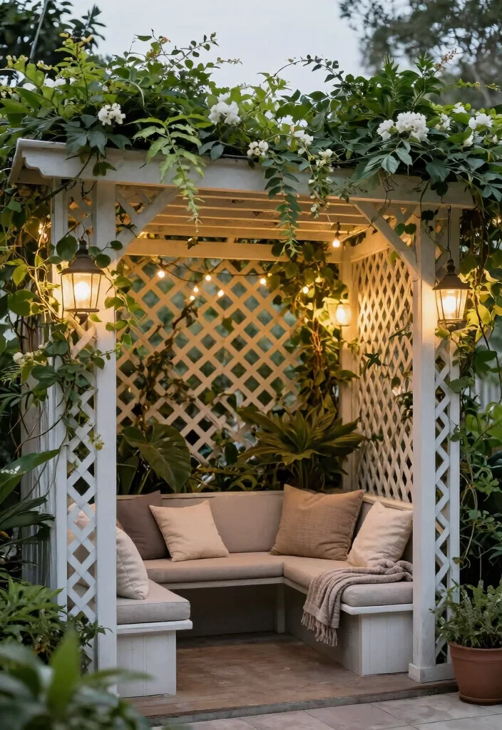 14 Small Pergola Ideas That Maximize Compact Spaces 42 14 Small Pergola Ideas That Maximize Compact Spaces - 12. Lattice Pergola with Climbing Plants 1