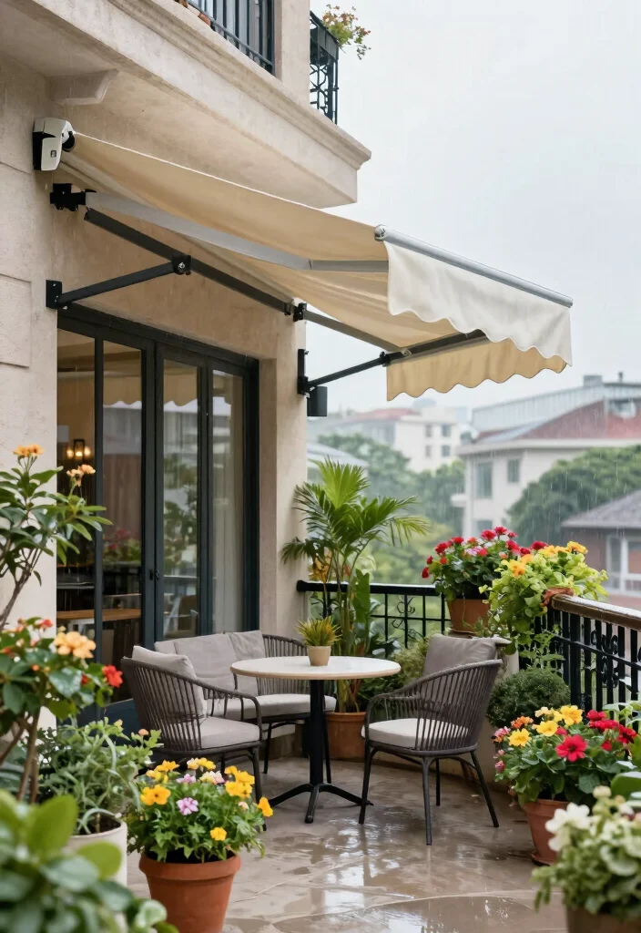 15 Balcony Covering Ideas From Rain That Still Look Chic - 1. Retractable Awnings for Versatility 1
