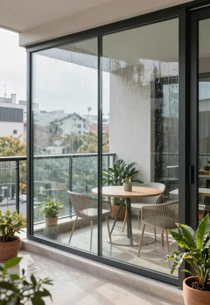 15 Balcony Covering Ideas From Rain That Still Look Chic - 11. Practical Glass Screens for Modern Appeal 1