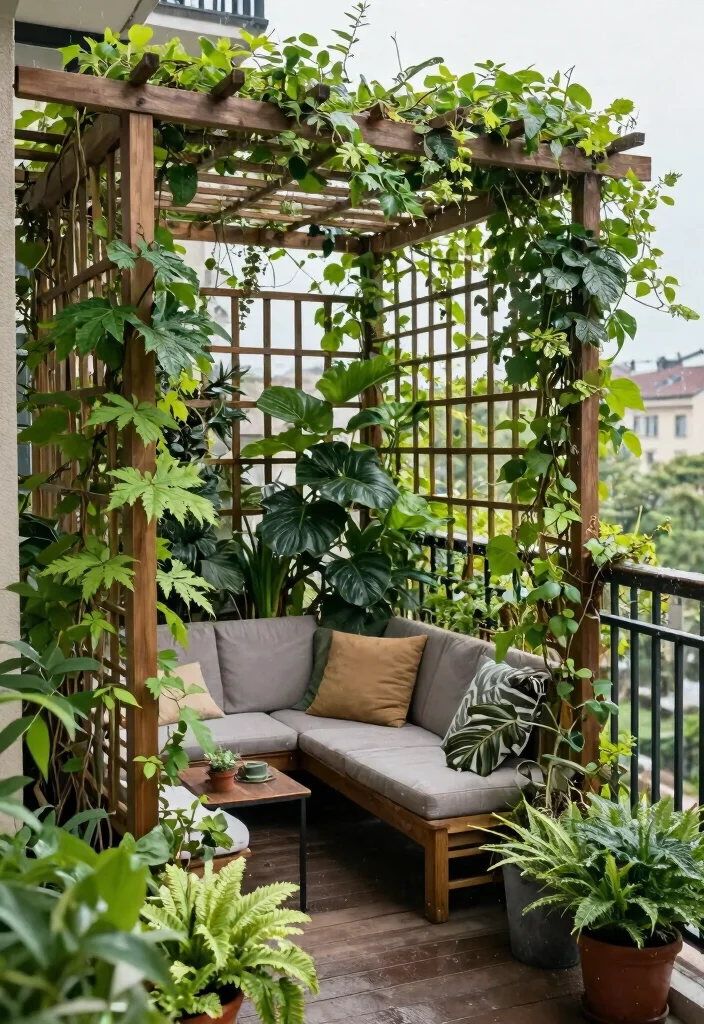 15 Balcony Covering Ideas From Rain That Still Look Chic - 15. Chic Trellis Structures for Climbing Plants 1