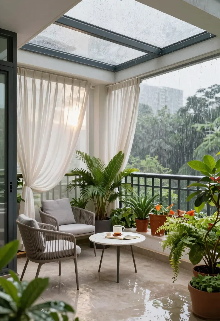 15 Balcony Covering Ideas From Rain That Still Look Chic - 5. Transparent Roof Panels for Uninterrupted Views 1