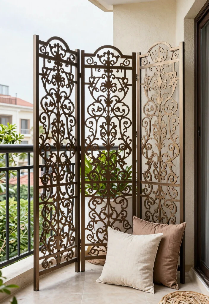 15 Balcony Covering Ideas From Rain That Still Look Chic - 7. Stylish Folding Screens for Privacy and Protection 1