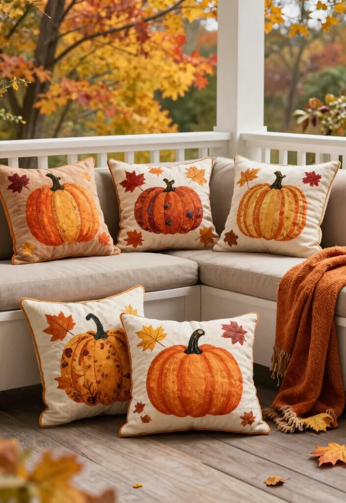 15 Fall Patio Decorating Ideas That Capture Autumn Vibes - 14. Fall-Themed Throw Pillows 1