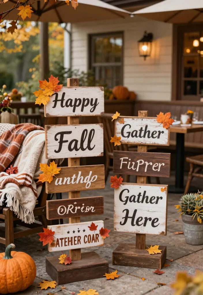 15 Fall Patio Decorating Ideas That Capture Autumn Vibes - 15. Personalized Seasonal Signage 1