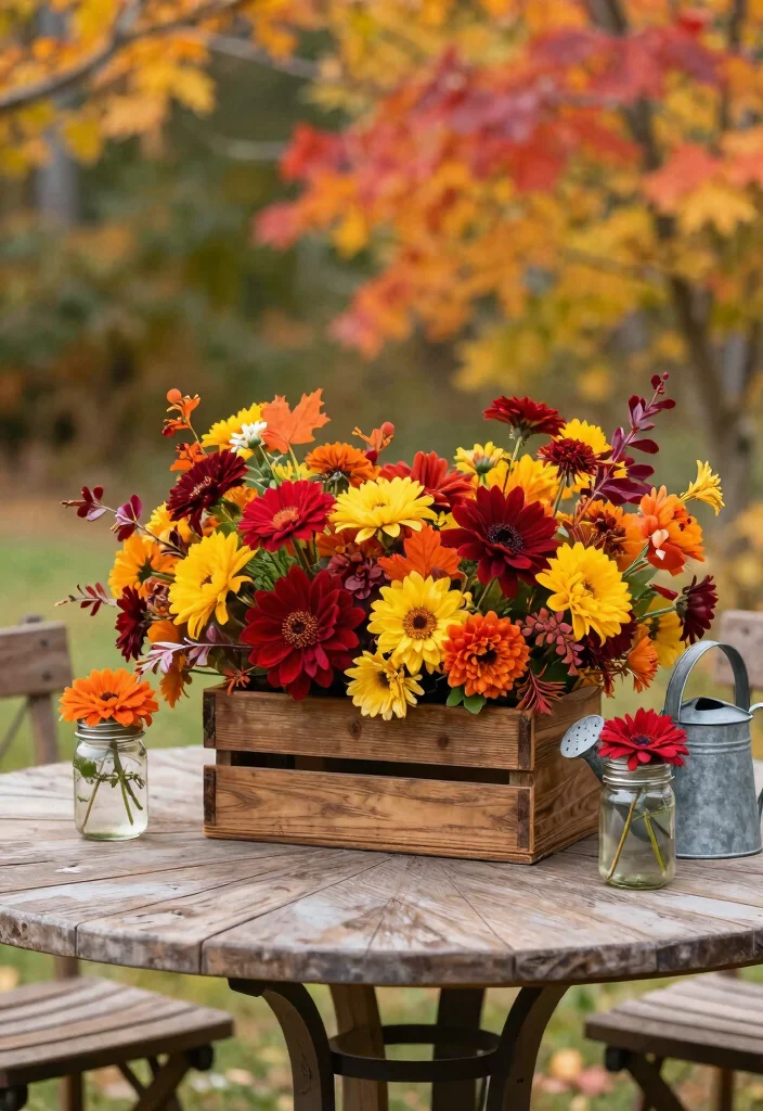 15 Fall Patio Decorating Ideas That Capture Autumn Vibes - 4. Colorful Fall Flower Arrangements 1
