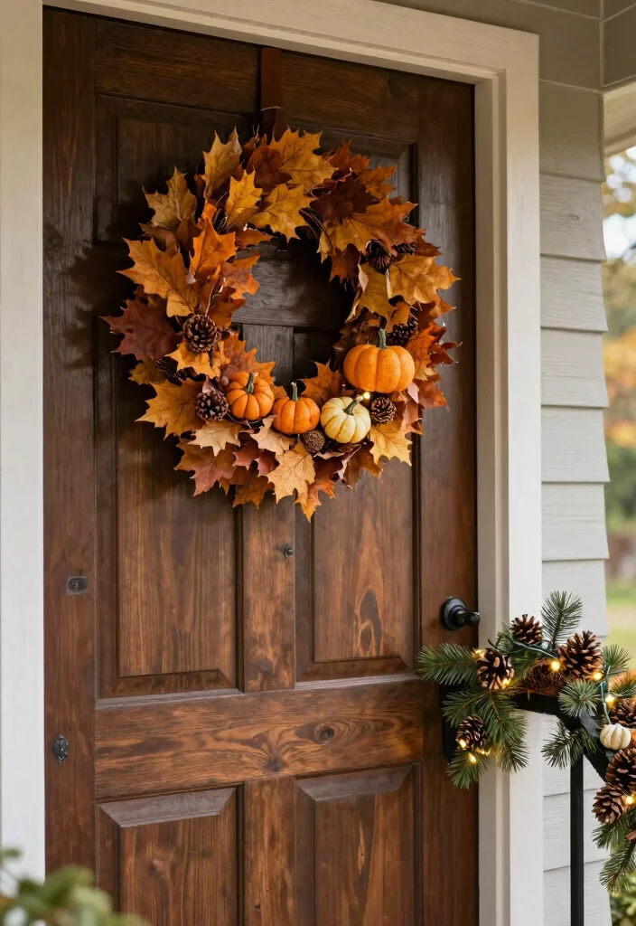 15 Fall Patio Decorating Ideas That Capture Autumn Vibes - 7. Seasonal Wreaths and Garlands 1