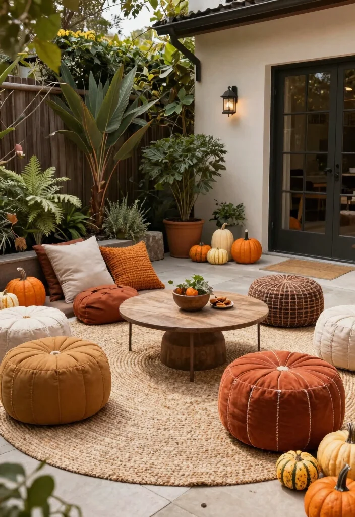 15 Fall Patio Decorating Ideas That Capture Autumn Vibes - 8. Textured Rugs 1