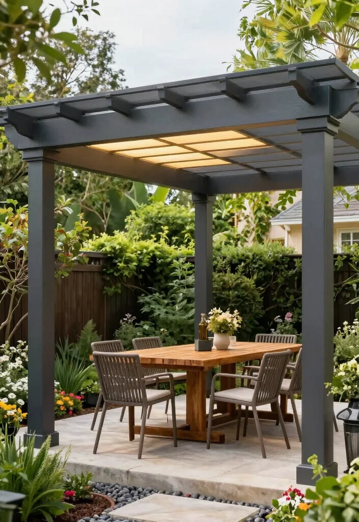 15 Pergola Cover Ideas Waterproof & Stylish 12 15 Pergola Cover Ideas Waterproof & Stylish - 2. Solid Roof Panels 1