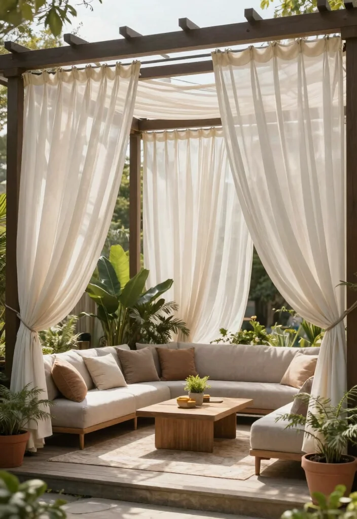 15 Pergola Cover Ideas Waterproof & Stylish 16 15 Pergola Cover Ideas Waterproof & Stylish - 6. Waterproof Pergola Curtains 1
