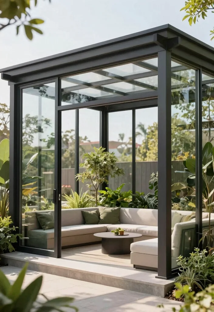 15 Pergola Cover Ideas Waterproof & Stylish 39 15 Pergola Cover Ideas Waterproof & Stylish - 9. Glass Panels 1