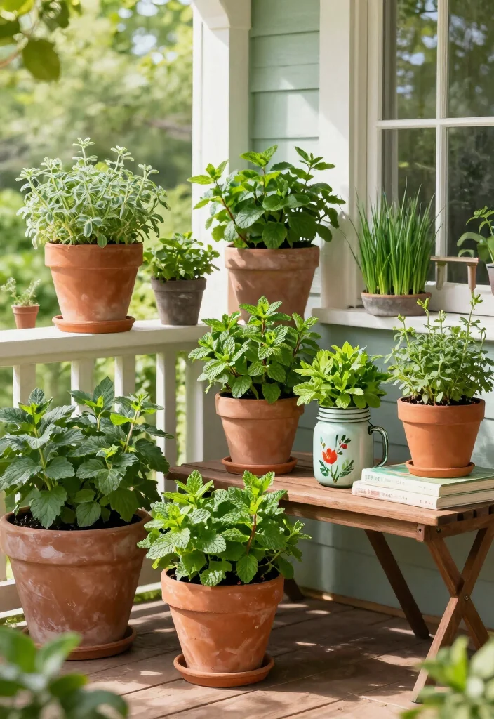 15 Shade Porch Planter Ideas for a Cool Green Touch 51 15 Shade Porch Planter Ideas for a Cool Green Touch - 11. Herb Gardens in Containers 1
