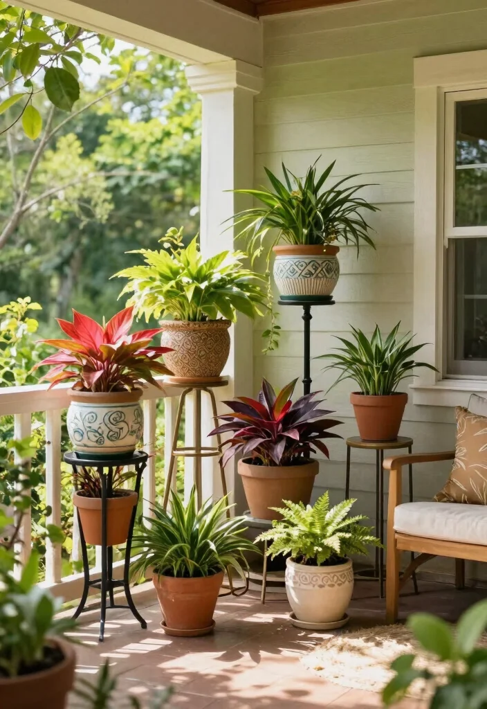 15 Shade Porch Planter Ideas for a Cool Green Touch 62 15 Shade Porch Planter Ideas for a Cool Green Touch - 12. Decorative Pot Stands 1