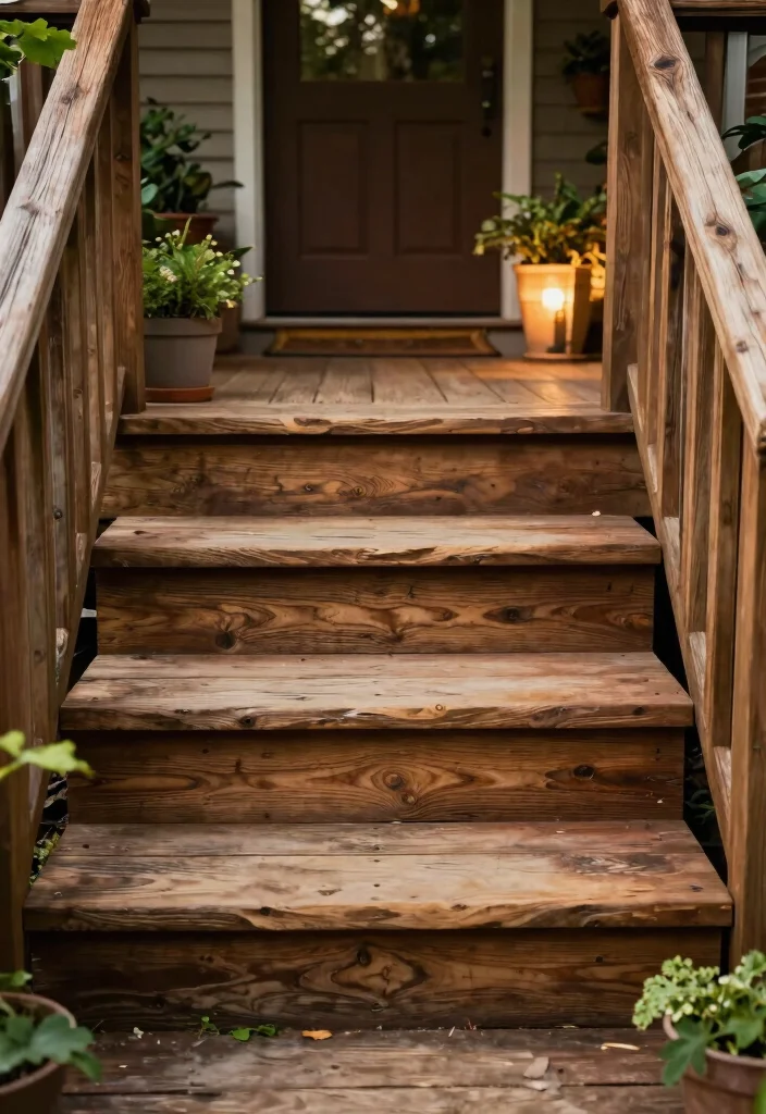 16 Front Porch Steps Ideas That Boost Curb Appeal - 1. Reclaimed Wood Steps 1