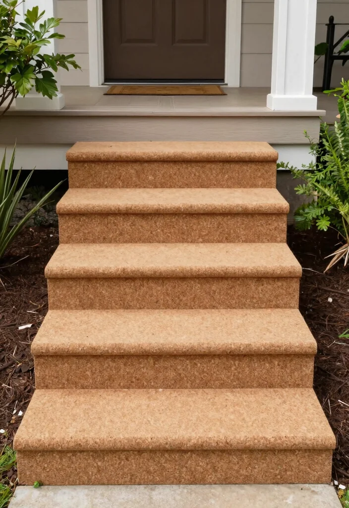 16 Front Porch Steps Ideas That Boost Curb Appeal - 15. Eco-Conscious Cork Steps 1