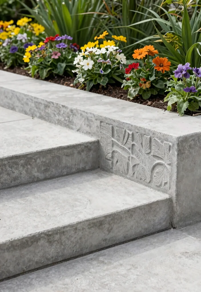 16 Front Porch Steps Ideas That Boost Curb Appeal - 3. Concrete with a Twist 1