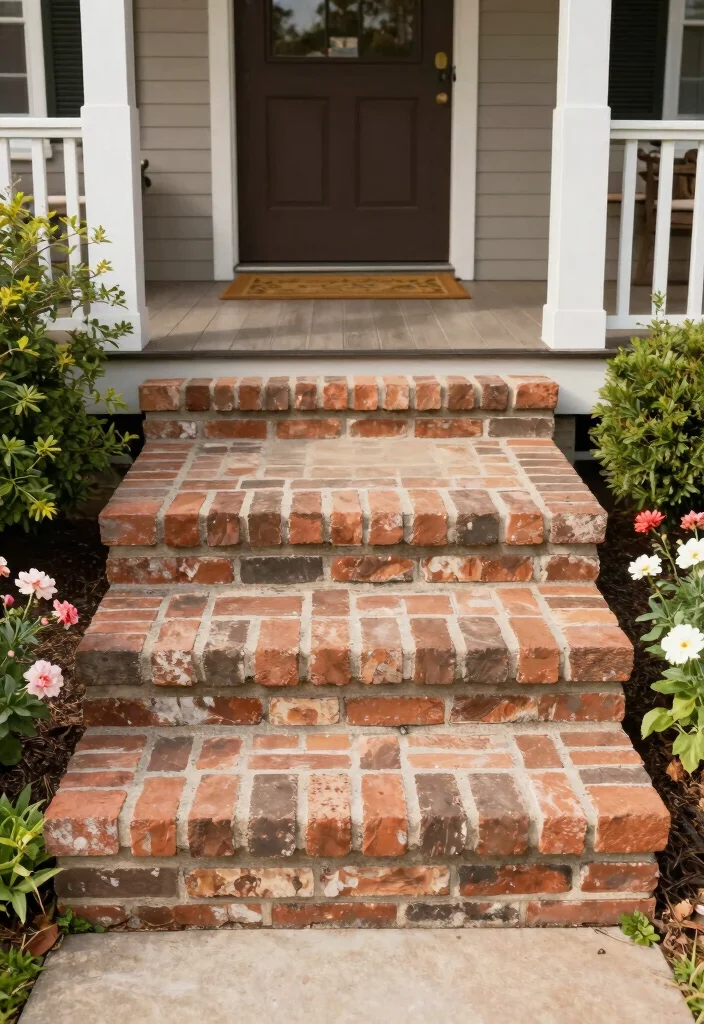 16 Front Porch Steps Ideas That Boost Curb Appeal - 8. Rustic Brick Steps 1