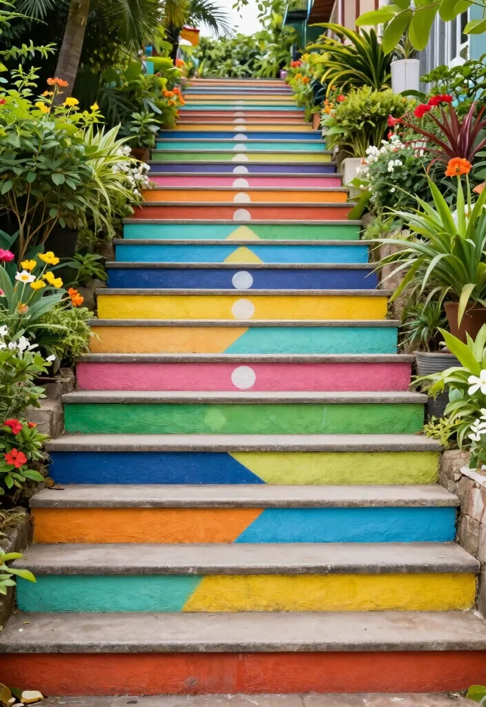 16 Patio Steps Ideas That Elevate Your Outdoor Design 66 16 Patio Steps Ideas That Elevate Your Outdoor Design - 16. Colorful Painted Steps 1