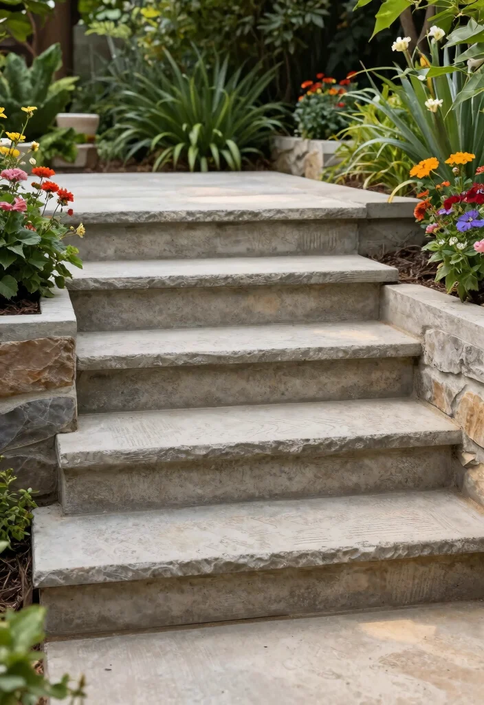 16 Patio Steps Ideas That Elevate Your Outdoor Design 23 16 Patio Steps Ideas That Elevate Your Outdoor Design - 3. Concrete with a Twist 1